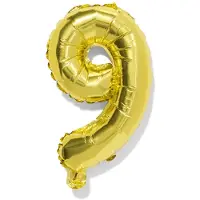 HEMA Folieballon cijfer 9 30cm goud (goud)