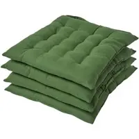 Homescapes stoelkussens – set van 4 zitkussens – katoen – 40x40 cm – olijfgroen – met lint – voor eetkamer & buitengebruik