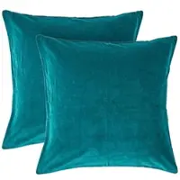 Homescapes fluwelen kussenhoes set van 2 in smaragdgroen, 40 x 40 cm
