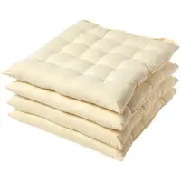 Homescapes stoelkussens – set van 4 zitkussens – katoen – 40x40 cm – crème – met lint – voor eetkamer & buitengebruik