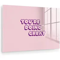 MuchoWow Glasschilderij 60x40 cm - Schilderij acrylglas - You're doing great - Roze - Bubble letters - Foto op glas - Muurdecoratie woonkamer - Wanddecoratie slaapkamer - Schilderijen
