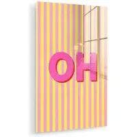 MuchoWow Glasschilderij 20x30 cm - Schilderij acrylglas - Tekst - Strepen - Roze - Foto op glas - Muurdecoratie woonkamer - Wanddecoratie slaapkamer - Schilderijen