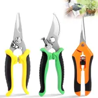Famanu - Tuin en bloemen Snoeischaar, 3 stuks, scherpe rozenschaar van roestvrij staal, snoeischaar voor takken en takken, snoeischaar, tuinieren, handschaar, oogschaar voor takken/fruitbomen