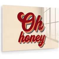 MuchoWow Glasschilderij 120x80 cm - Schilderij acrylglas - Oh honey - Rood - Schaduw - Foto op glas - Muurdecoratie woonkamer - Wanddecoratie slaapkamer - Schilderijen