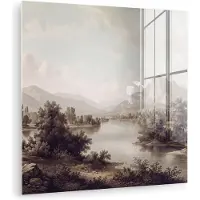 MuchoWow Glasschilderij 50x50 cm - Schilderij acrylglas - Klassiek - Landschap - Sereen - Foto op glas - Muurdecoratie woonkamer - Wanddecoratie slaapkamer - Schilderijen
