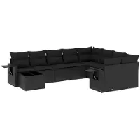 vidaXL 10-delige Loungeset met kussens poly rattan bruin