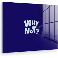 MuchoWow Glasschilderij 80x60 cm - Schilderij acrylglas - Blauw - Why not - Minimalistisch - Foto op glas - Muurdecoratie woonkamer - Wanddecoratie slaapkamer - Schilderijen