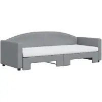 vidaXL Slaapbank onderschuifbed en matrassen 80x200 cm stof lichtgrijs