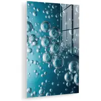 MuchoWow Glasschilderij 120x180 cm - Schilderij acrylglas - Luchtbellen - Dynamisch - Blauw - Foto op glas - Muurdecoratie woonkamer - Wanddecoratie slaapkamer - Schilderijen