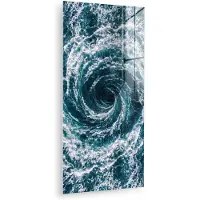 MuchoWow Glasschilderij 60x120 cm - Schilderij acrylglas - Oceaan - Blauw - Draaikolk - Foto op glas - Muurdecoratie woonkamer - Wanddecoratie slaapkamer - Schilderijen