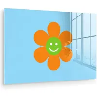 MuchoWow Glasschilderij 180x120 cm - Schilderij acrylglas - Bloem - Smiley - Kleurrijk - Foto op glas - Muurdecoratie woonkamer - Wanddecoratie slaapkamer - Schilderijen