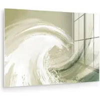 MuchoWow Glasschilderij 90x60 cm - Schilderij acrylglas - Abstract - Penseelstreken - Golven - Groen - Foto op glas - Muurdecoratie woonkamer - Wanddecoratie slaapkamer - Schilderijen