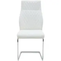 STILVORA Eetkamerstoelen Set Van 2 - Ruitenstiksel Met Hoge Rugleuning - Comfortabele Zitting Voor Eetkamer En Horeca - Pu Leer;Metaal - Wit;Zilver
