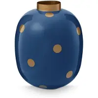 Pip studio Vaas Dots - Bloemenvaas van Metaal - Navy/ Goud - 32cm