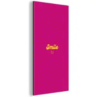 MuchoWow Aluminium schilderij 20x40 cm - Wanddecoratie metaal - Smile - Stippen - Roze - Metalen muurdecoratie woonkamer - Decoratie industrieel - Foto op dibond - Industriële accessoires slaapkamer