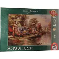 Schmidt 1500-delige puzzel van Schmidt Spiele, met het thema "Thomas Kinkade - Aan het meer", artikelnummer 57452