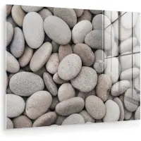 MuchoWow Glasschilderij 160x120 cm - Schilderij acrylglas - Kiezels - Stenen - Grijs - Foto op glas - Muurdecoratie woonkamer - Wanddecoratie slaapkamer - Schilderijen