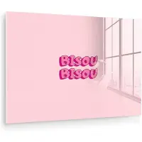 MuchoWow Glasschilderij 180x120 cm - Schilderij acrylglas - Bisou - Roze - Schaduw - Foto op glas - Muurdecoratie woonkamer - Wanddecoratie slaapkamer - Schilderijen