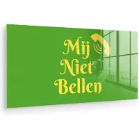 MuchoWow Glasschilderij 80x40 cm - Schilderij acrylglas - Mij niet bellen - Telefoon - Groen - Foto op glas - Muurdecoratie woonkamer - Wanddecoratie slaapkamer - Schilderijen