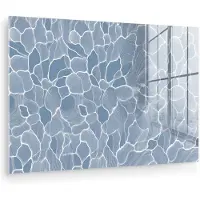 MuchoWow Glasschilderij 150x100 cm - Schilderij acrylglas - Abstract - Blauw - Bladeren - Foto op glas - Muurdecoratie woonkamer - Wanddecoratie slaapkamer - Schilderijen