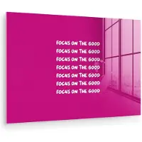 MuchoWow Glasschilderij 60x40 cm - Schilderij acrylglas - Focus on the good - Roze - wit - Foto op glas - Muurdecoratie woonkamer - Wanddecoratie slaapkamer - Schilderijen