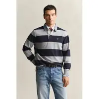 Gant Polo Men Reg Chambray Stripe Heavy Rugger Grey Melange 25-XXXXL