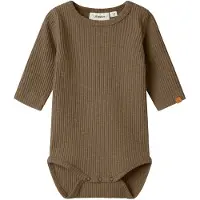 Lil´ Atelier BABY romper - bruin Jongens Stretchkatoen Ronde hals - maat 74
