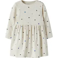 Name it MINI gebreide jurk met hartjes - beige Meisjes Stretchkatoen Ronde hals - maat 92