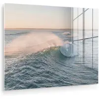 MuchoWow Glasschilderij 160x120 cm - Schilderij acrylglas - Golf - Zee - Water - Foto op glas - Muurdecoratie woonkamer - Wanddecoratie slaapkamer - Schilderijen