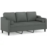 vidaXL Driezitsbank met sierkussens 180 cm stof donkergrijs