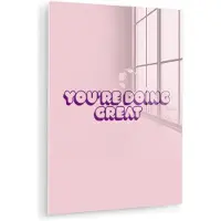 MuchoWow Glasschilderij 30x40 cm - Schilderij acrylglas - You're doing great - roze - 3D - Foto op glas - Muurdecoratie woonkamer - Wanddecoratie slaapkamer - Schilderijen