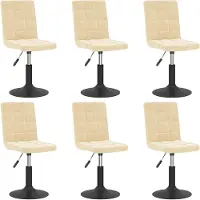 vidaXL Eetkamerstoelen draaibaar 6 st fluweel crèmekleurig