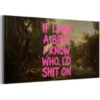 MuchoWow Aluminium schilderij 80x40 cm - Wanddecoratie metaal - Klassiek - Humor - Roze - Metalen muurdecoratie woonkamer - Decoratie industrieel - Foto op dibond - Industriële accessoires slaapkamer