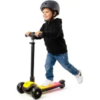 Sun baby LUMI RIDE Kinderstep 3 wielen, Scooter voor kinderen driewieler, Zwart, Balance LED, Inklapbaar, Verstelbaar Stuur, Voetrem, Antislip Dek, Afneembaar Stuur