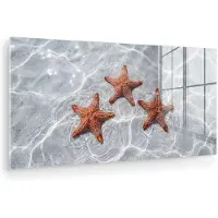 MuchoWow Glasschilderij 120x60 cm - Schilderij acrylglas - Zeesterren - Water - Helder - Foto op glas - Muurdecoratie woonkamer - Wanddecoratie slaapkamer - Schilderijen