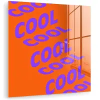MuchoWow Glasschilderij 50x50 cm - Schilderij acrylglas - Cool - Paars - Oranje - Foto op glas - Muurdecoratie woonkamer - Wanddecoratie slaapkamer - Schilderijen