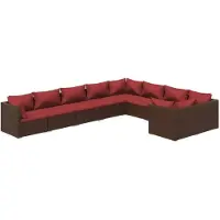 vidaXL 9-delige Loungeset met kussens poly rattan bruin