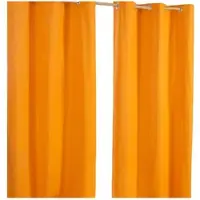 Homescapes gordijnen met oogjes, effen oranje, set van 2, 100% katoen, 228 x 137 cm