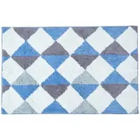 Homescapes Harlequin-patroon antislip badmat 100% katoen, blauw en wit