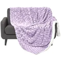 Homescapes Cosy Velvet Triangle Deken - Sherpa Deken Lavendel Paars 160 x 200 cm
