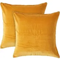Homescapes fluwelen kussenhoes set van 2 in mosterdgeel, 40 x 40 cm