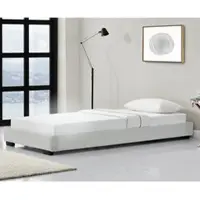 Corium Houten bed Laag kunstleer met bedbodem 90x200 cm wit