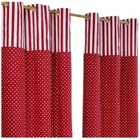 Homescapes gordijnen stippen & strepen rood set van 2 137 x 117 cm