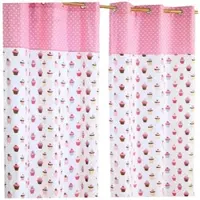 Homescapes gordijnen met oogjes cupcakes roze blauw set van 2 100% katoen, 182 x 137 cm
