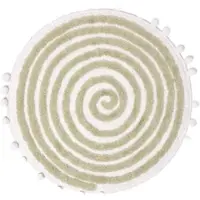 Homescapes Ronde Badmat Spiraal, 60 cm - Badmat Saliegroen met Pompons, Getuft
