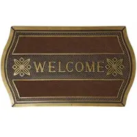 Homescapes gebogen deurmat “Welcome” 45 x 75 cm – antislip, goudbruin