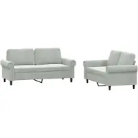 vidaXL 2-delige Loungeset met kussens fluweel lichtgrijs