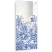MuchoWow Glasschilderij 80x160 cm - Schilderij acrylglas - Tropisch - Jungle - Blauw - Foto op glas - Muurdecoratie woonkamer - Wanddecoratie slaapkamer - Schilderijen