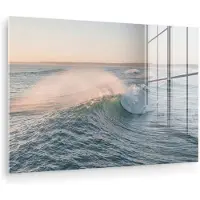 MuchoWow Glasschilderij 180x120 cm - Schilderij acrylglas - Golf - Zee - Water - Foto op glas - Muurdecoratie woonkamer - Wanddecoratie slaapkamer - Schilderijen