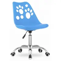 Leobert PRINT Bureaustoel Blauw, Modern Ergonomisch Design, Verstelbare Zithoogte, Chromen Basis, Geschikt voor Kinderkamer, Thuiswerkplek of Kantoor, Max. 110 kg